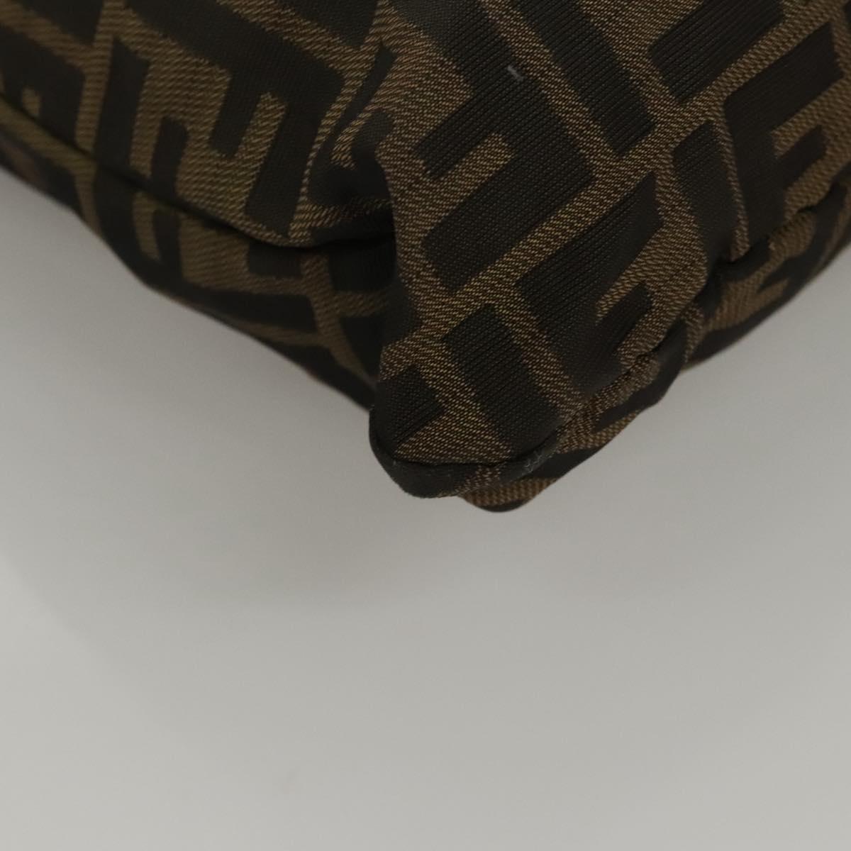 FENDI Zucca Canvas Hand Bag Brown Black Auth ep8370