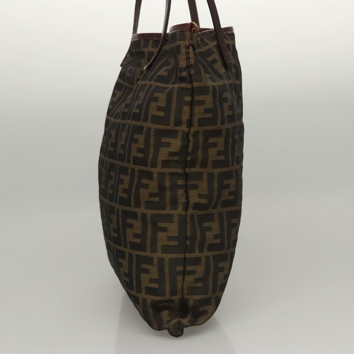 FENDI Zucca Canvas Hand Bag Brown Black Auth ep8370