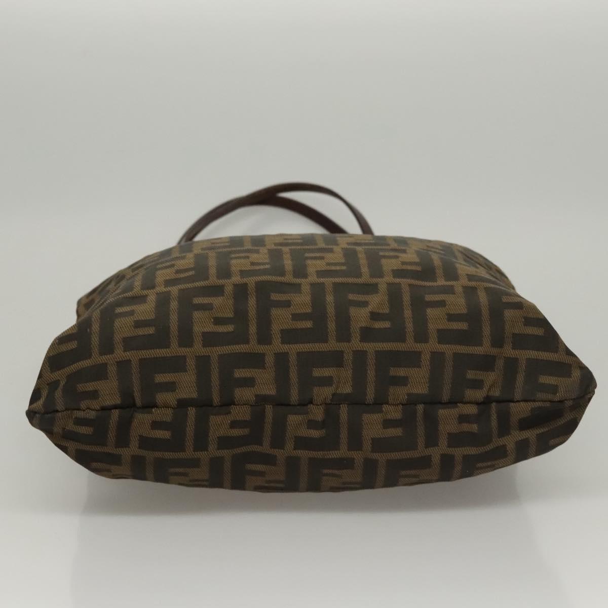FENDI Zucca Canvas Hand Bag Brown Black Auth ep8370