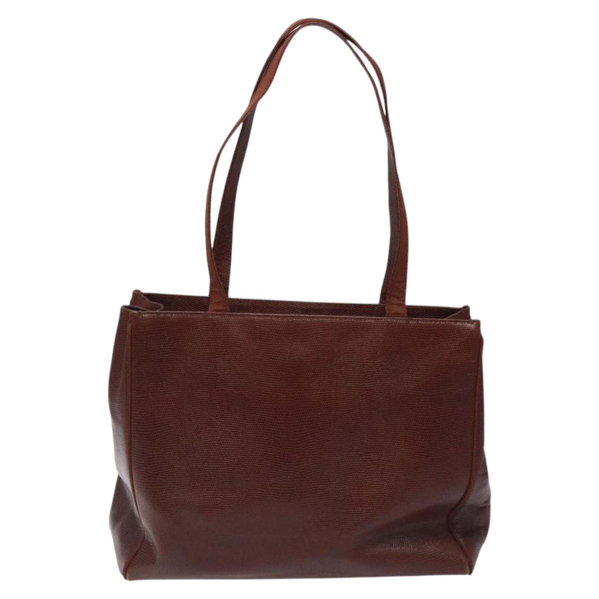 Salvatore Ferragamo Tote Bag Leather Brown Auth ep8381