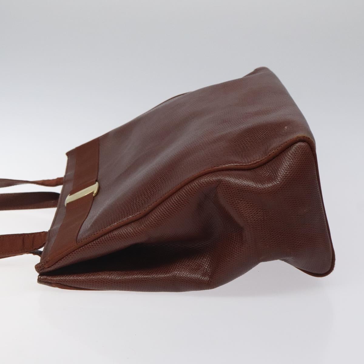 Salvatore Ferragamo Tote Bag Leather Brown Auth ep8381