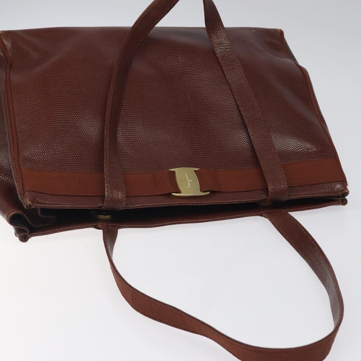 Salvatore Ferragamo Tote Bag Leather Brown Auth ep8381