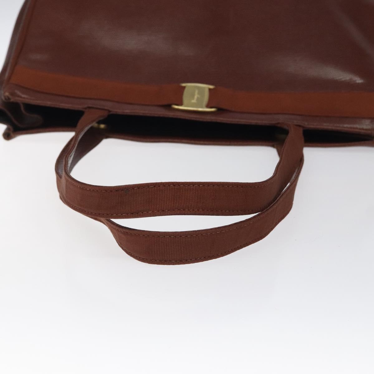 Salvatore Ferragamo Tote Bag Leather Brown Auth ep8381