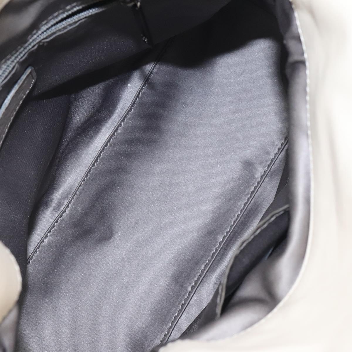 CHANEL Chain Hand Bag Leather White Silver CC Auth ep8399