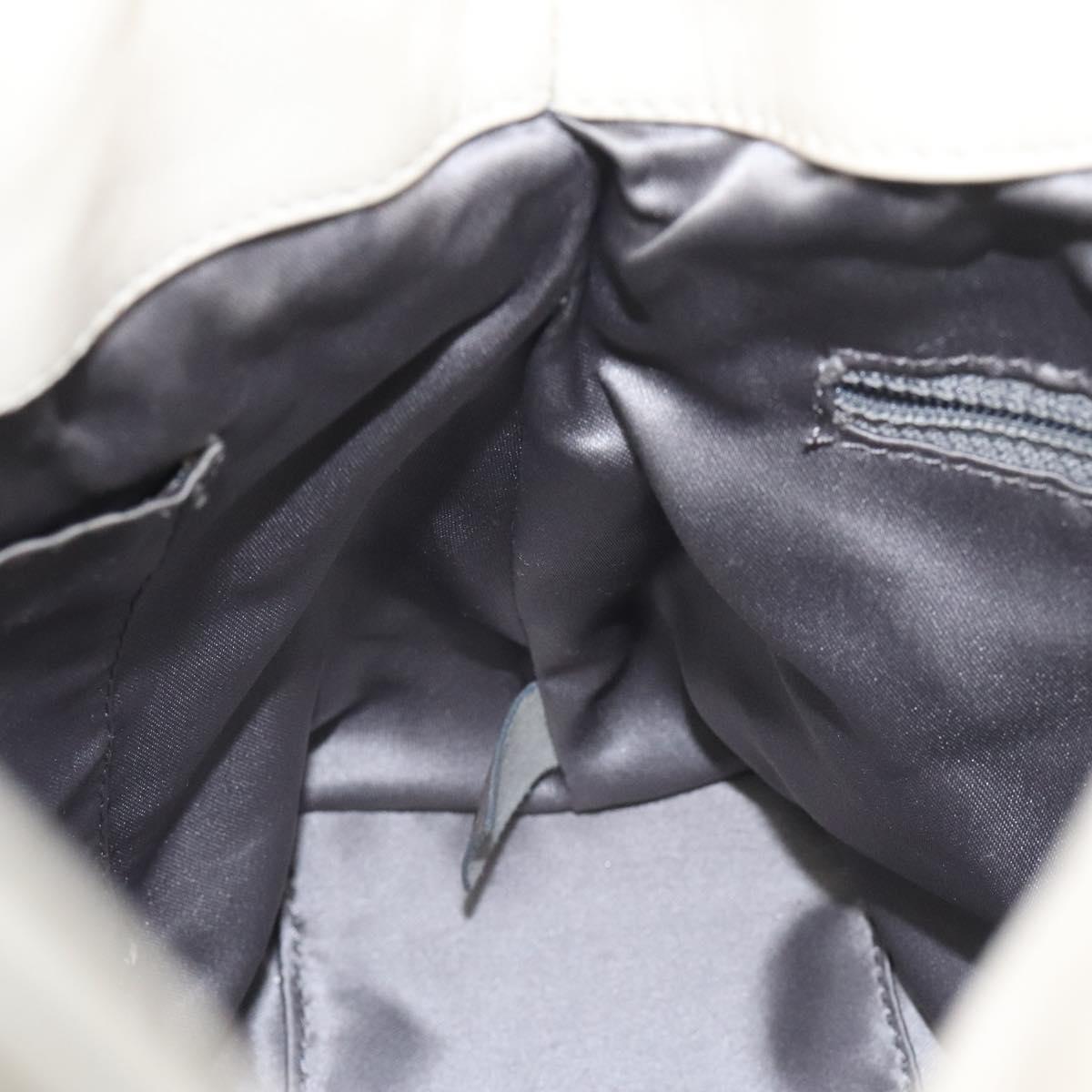 CHANEL Chain Hand Bag Leather White Silver CC Auth ep8399