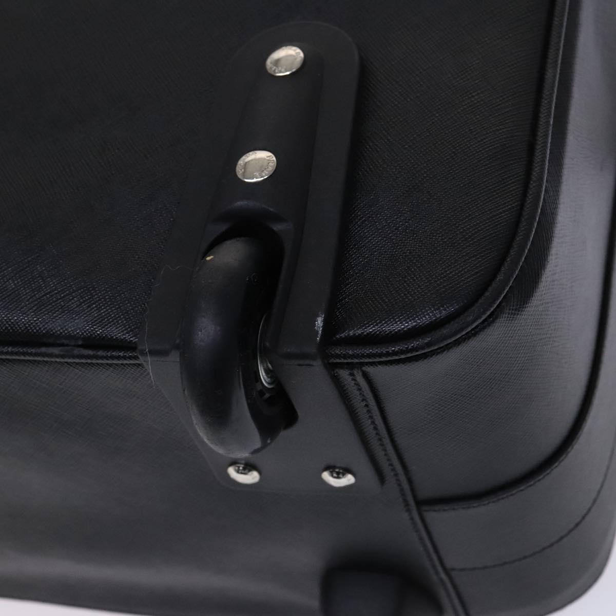 PRADA Suitcase Safiano leather Black Auth ep8401