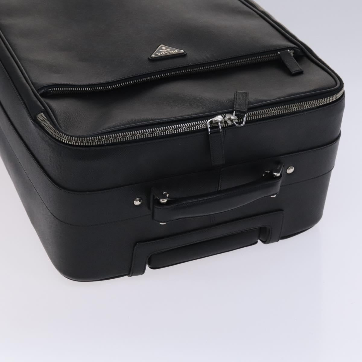 PRADA Suitcase Safiano leather Black Auth ep8401
