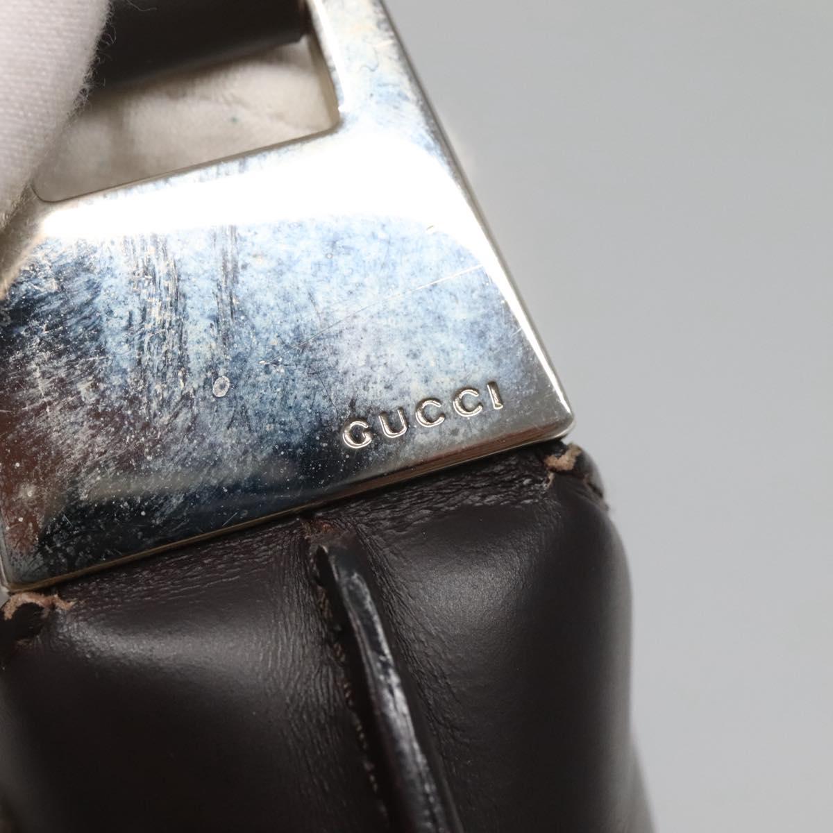 GUCCI Shoulder Bag Leather Brown Silver 001 3017 Auth ep8403