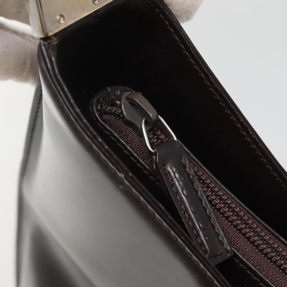 GUCCI Shoulder Bag Leather Brown Silver 001 3017 Auth ep8403