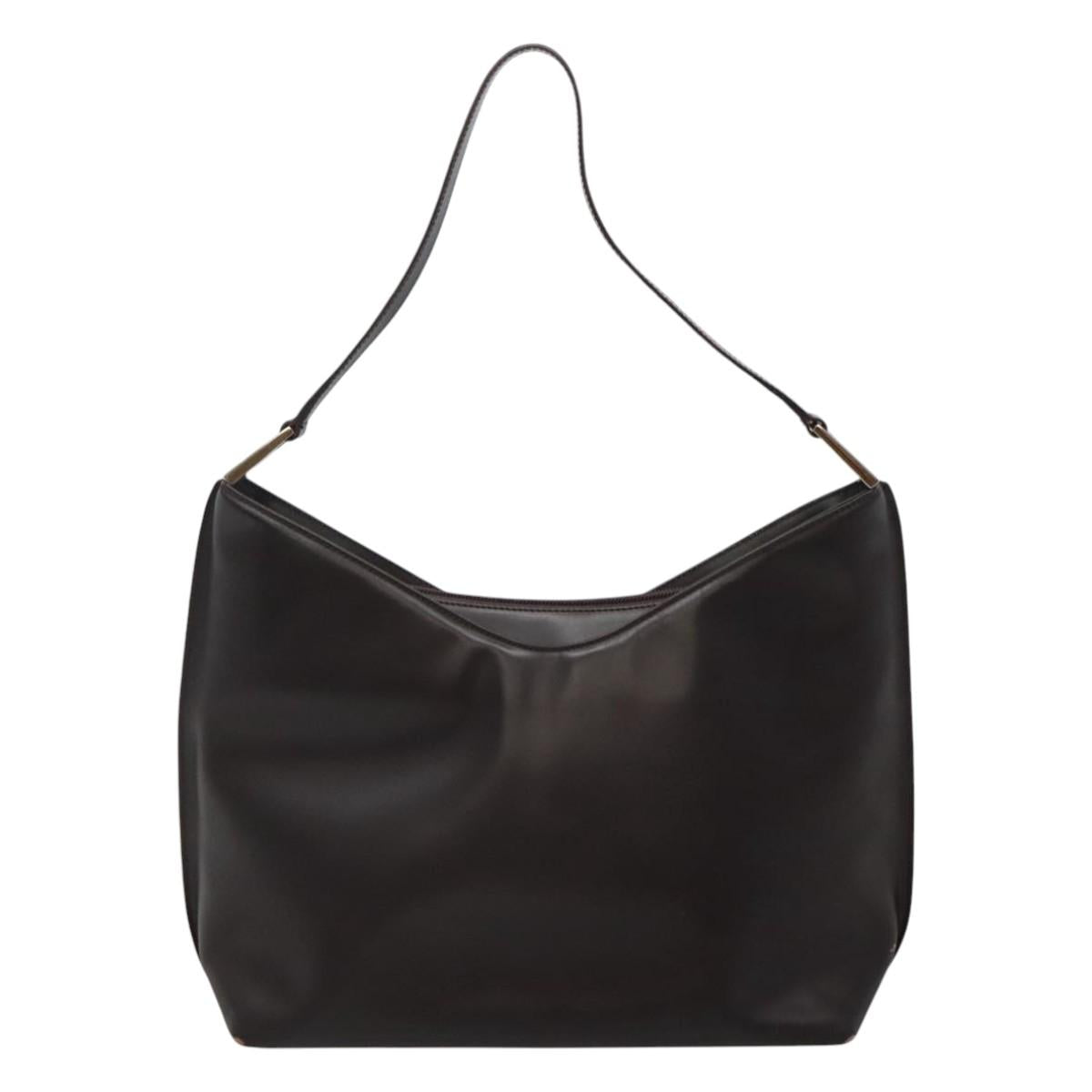 GUCCI Shoulder Bag Leather Brown Silver 001 3017 Auth ep8403
