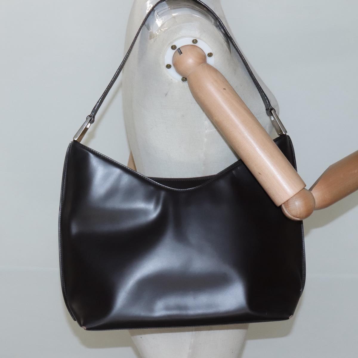 GUCCI Shoulder Bag Leather Brown Silver 001 3017 Auth ep8403