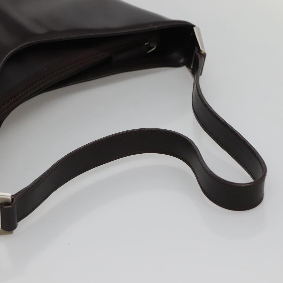 GUCCI Shoulder Bag Leather Brown Silver 001 3017 Auth ep8403
