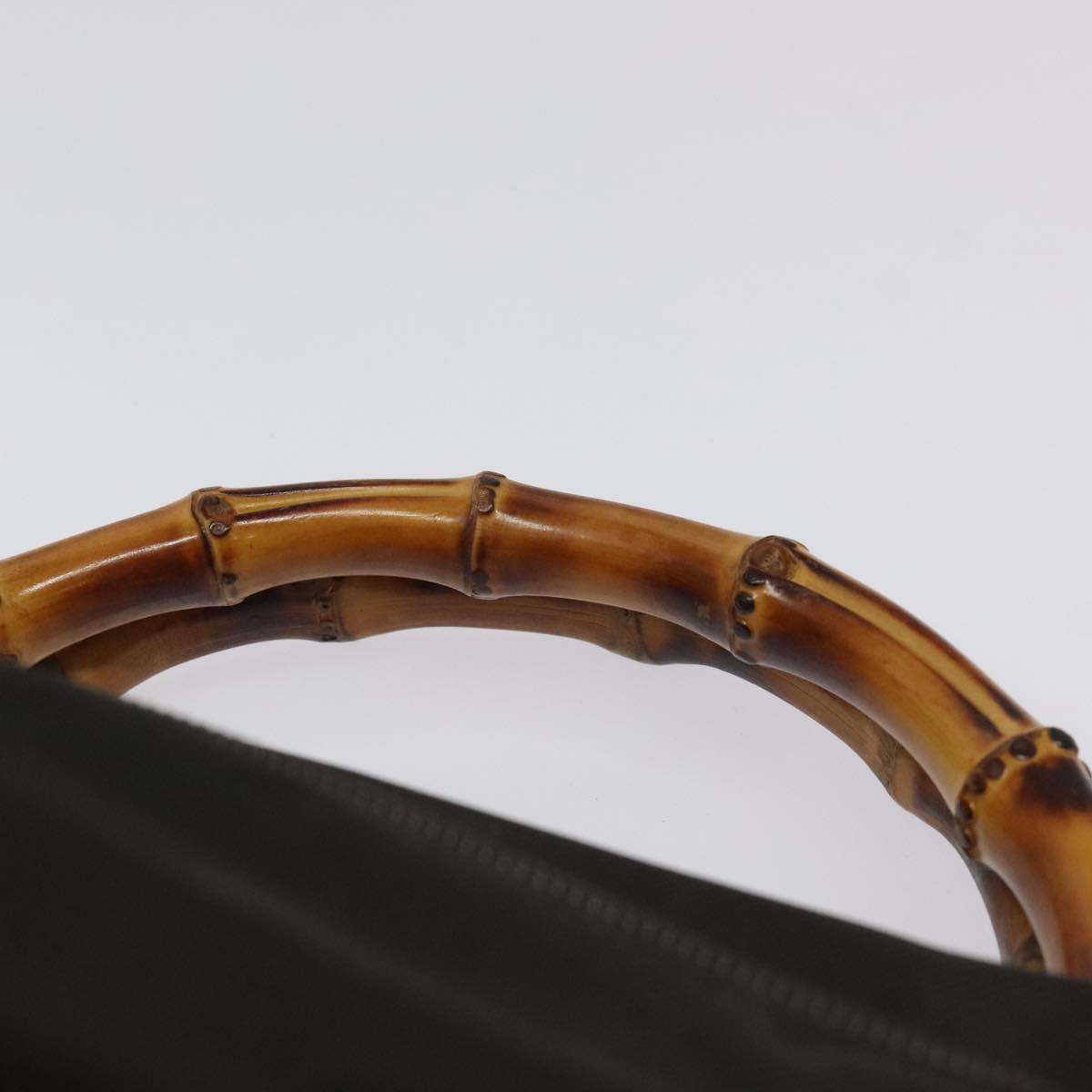 GUCCI Bamboo Hand Bag Nylon Brown Silver 002 2058 0508 5 Auth ep8410