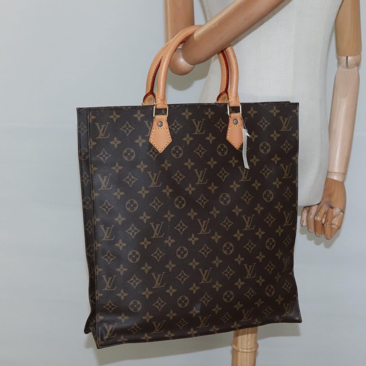 LOUIS VUITTON Monogram Sac Plat Hand Bag M51140 LV Auth ep8413