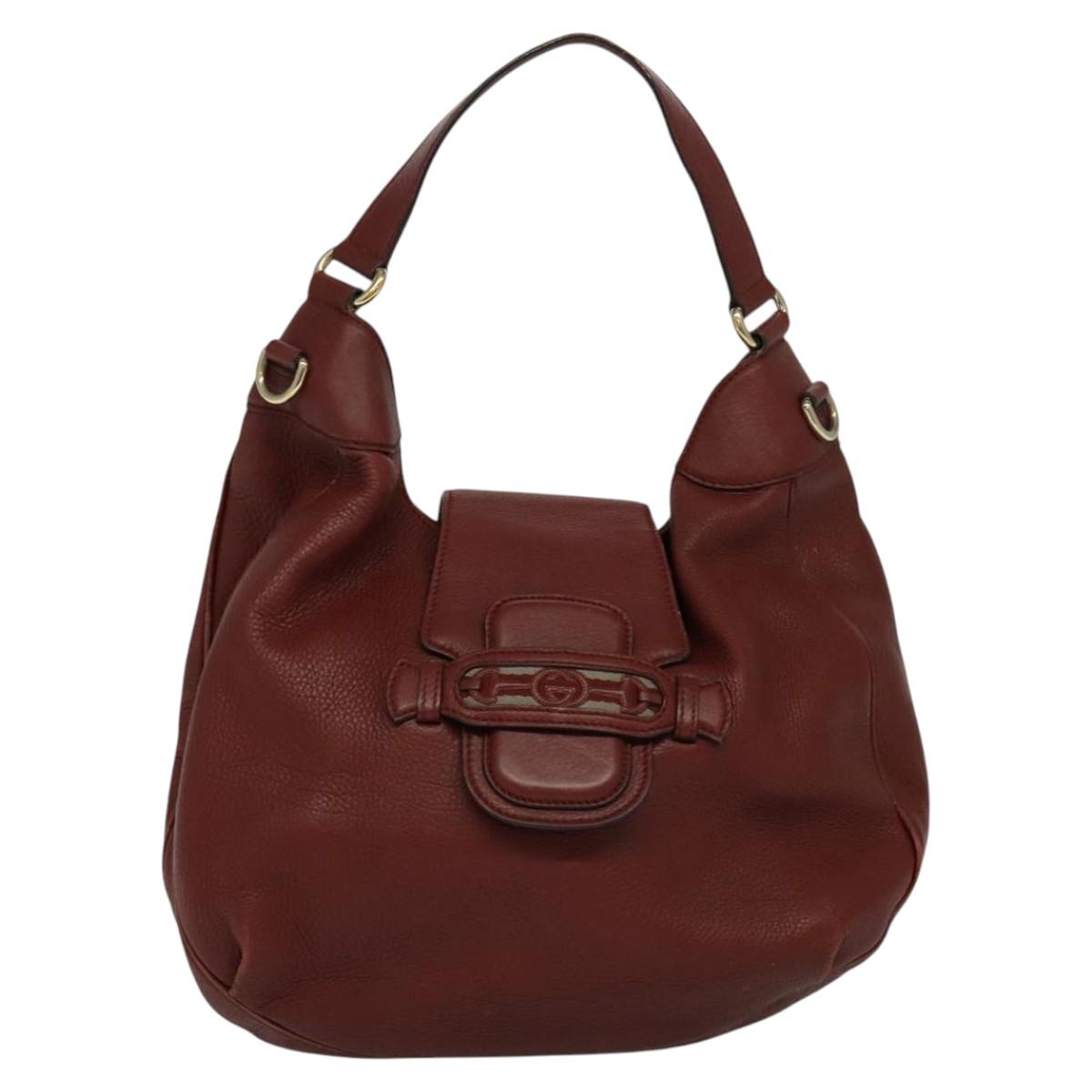 GUCCI Shoulder Bag Leather 2way Brown Gold 296851 Auth ep8453
