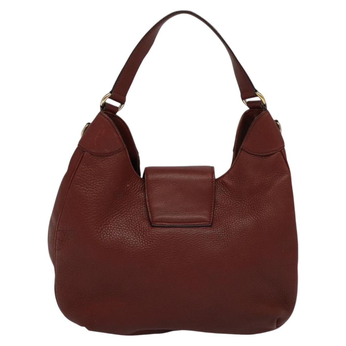 GUCCI Shoulder Bag Leather 2way Brown Gold 296851 Auth ep8453