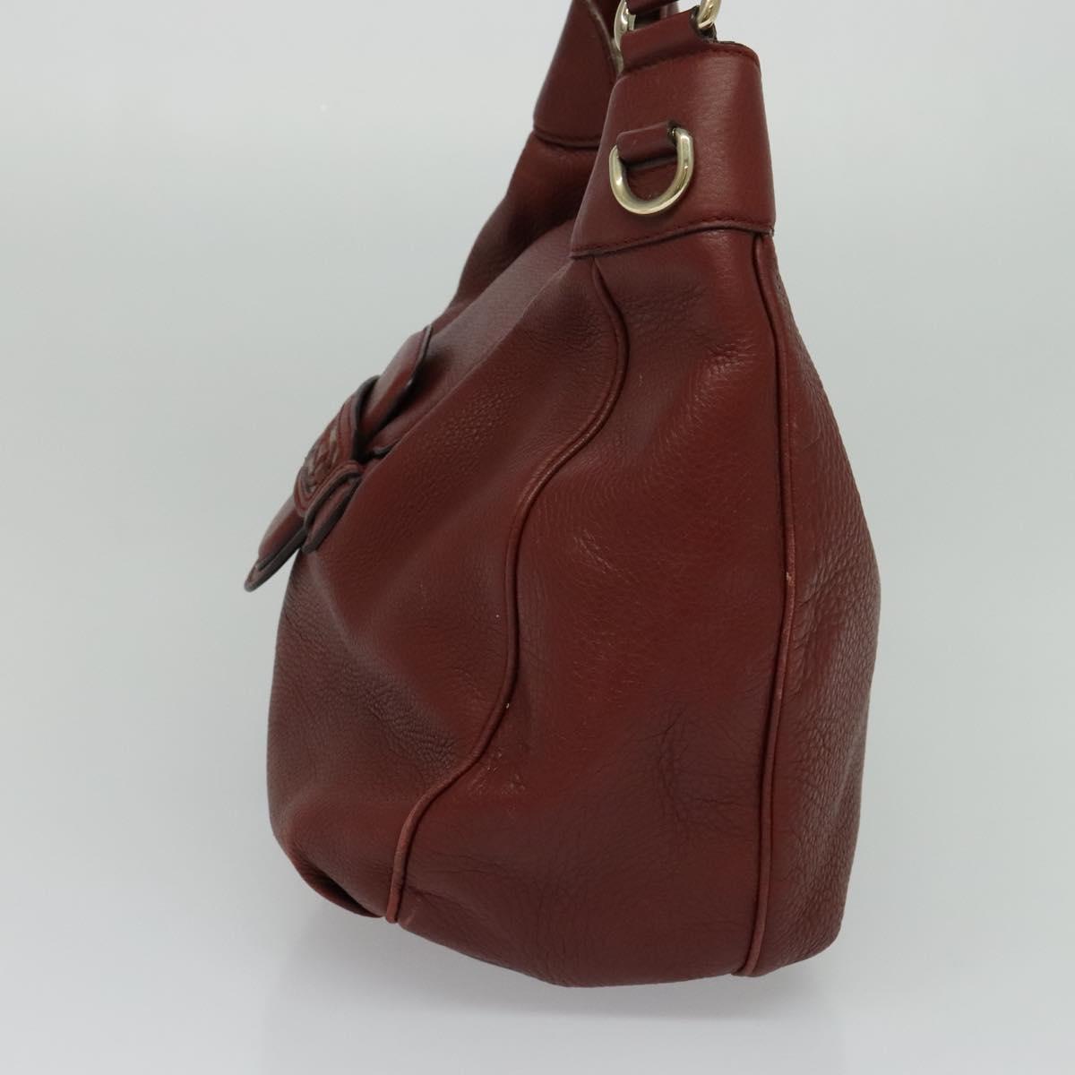 GUCCI Shoulder Bag Leather 2way Brown Gold 296851 Auth ep8453