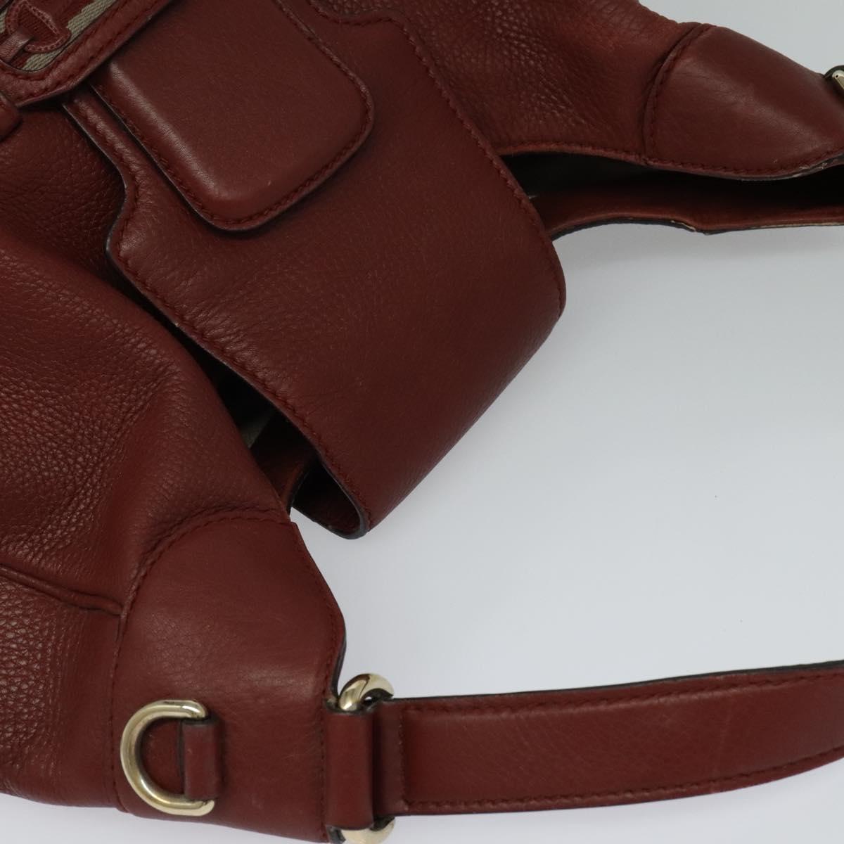 GUCCI Shoulder Bag Leather 2way Brown Gold 296851 Auth ep8453