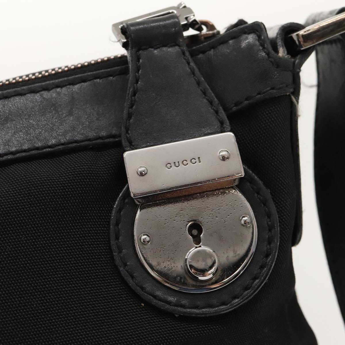 GUCCI Shoulder Bag Nylon Black Silver 148476 Auth ep8456