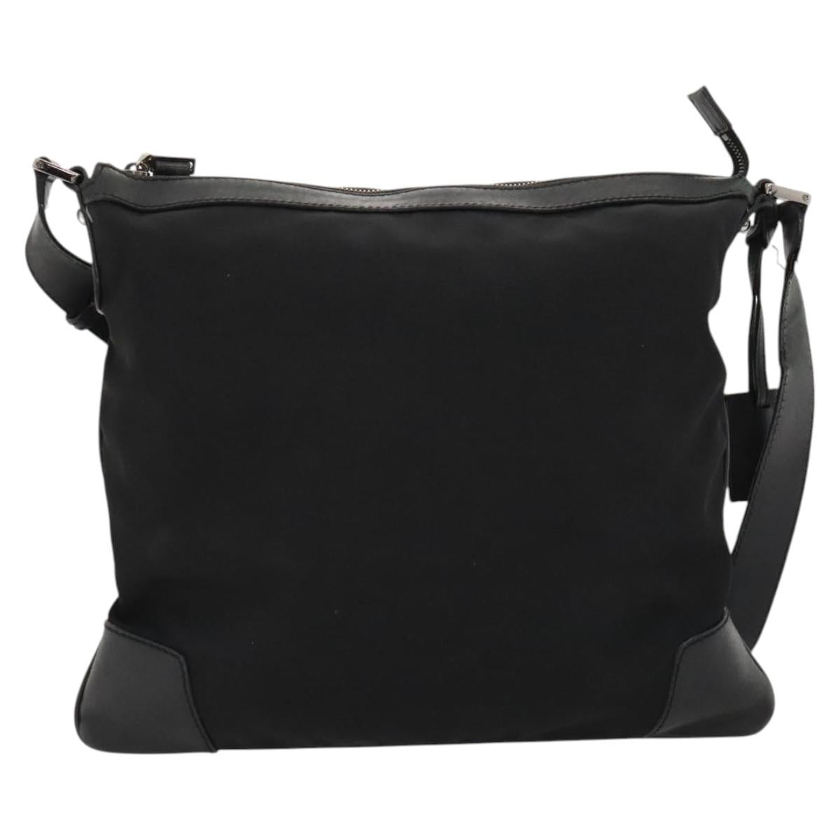 GUCCI Shoulder Bag Nylon Black Silver 148476 Auth ep8456