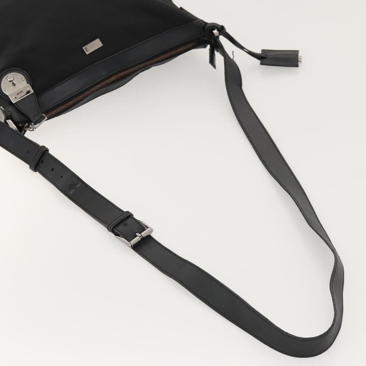GUCCI Shoulder Bag Nylon Black Silver 148476 Auth ep8456
