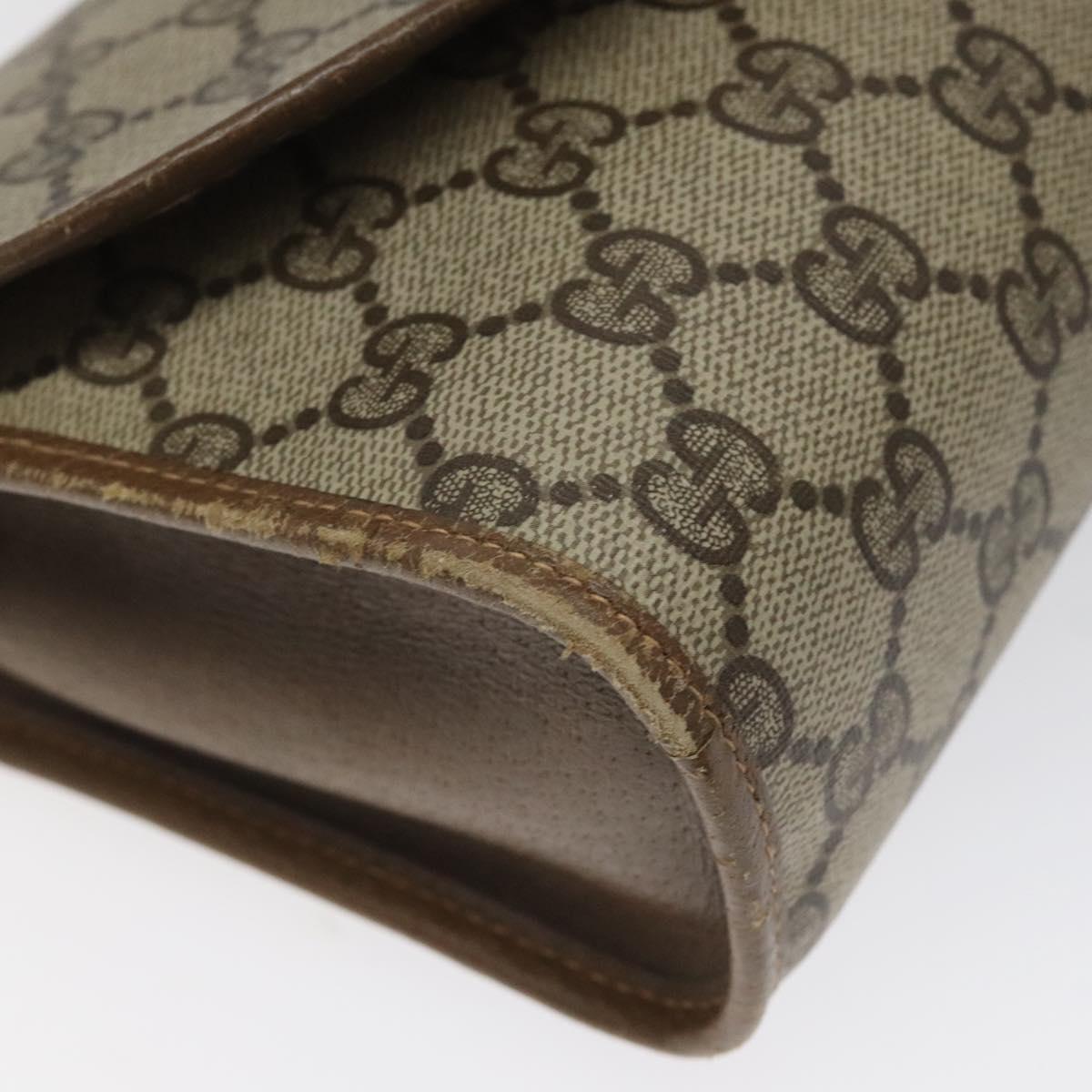 GUCCI GG Supreme Web Sherry Line Clutch Bag PVC Beige 89 01 030 Auth ep8459