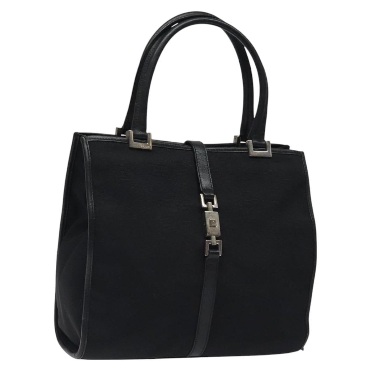 GUCCI Jackie Hand Bag Nylon Black Silver 002 1065 Auth ep8460