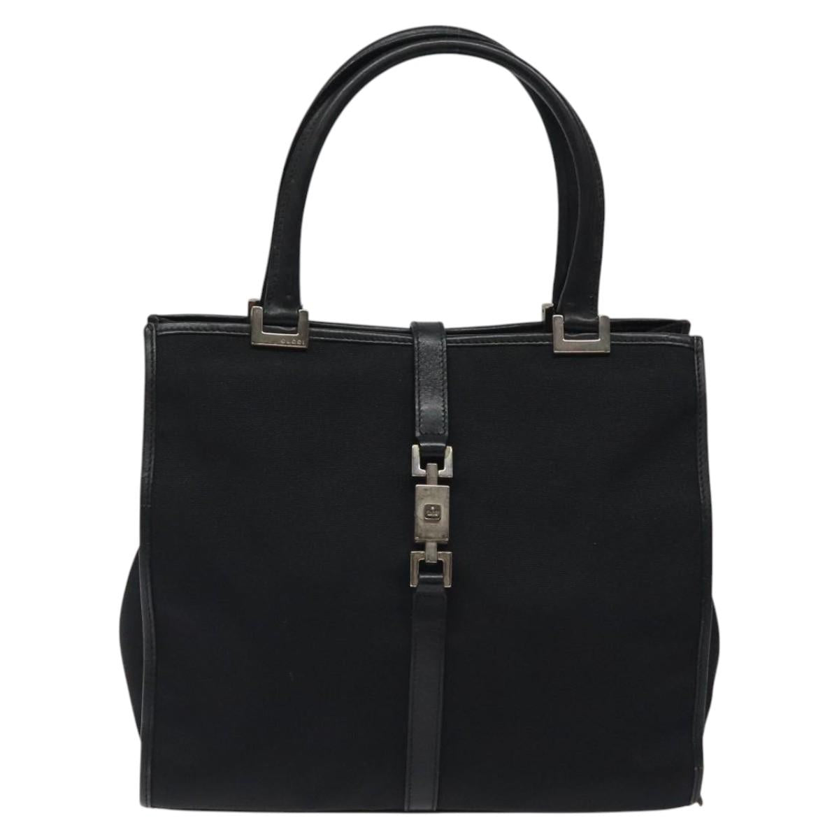 GUCCI Jackie Hand Bag Nylon Black Silver 002 1065 Auth ep8460