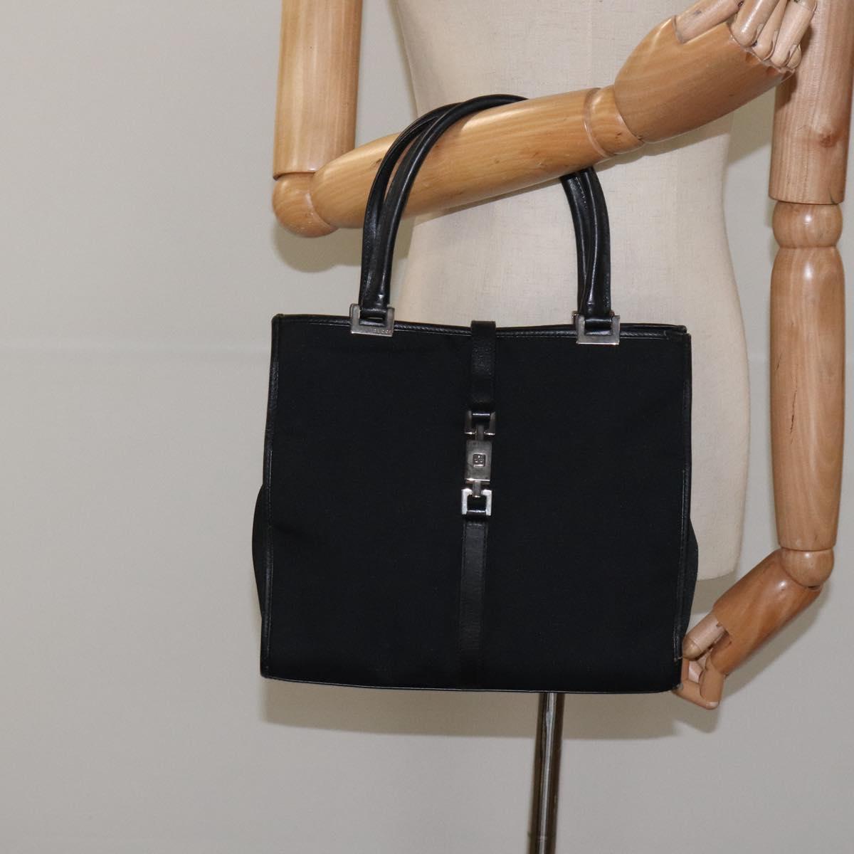 GUCCI Jackie Hand Bag Nylon Black Silver 002 1065 Auth ep8460