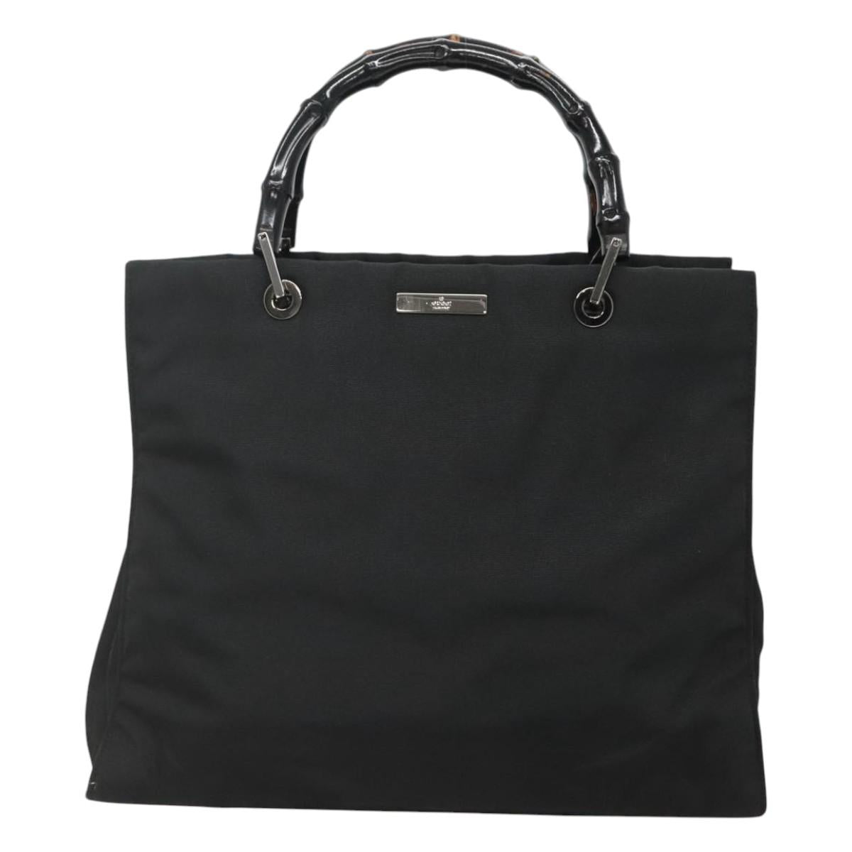 GUCCI Bamboo Hand Bag Nylon Black 002 1010 Auth ep8468