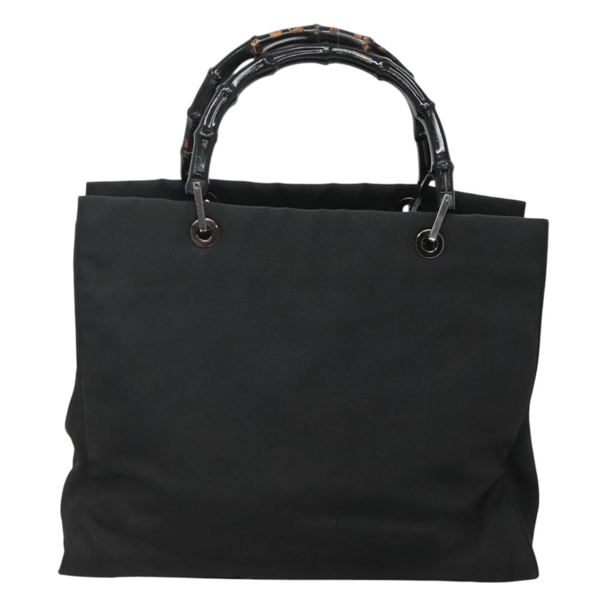 GUCCI Bamboo Hand Bag Nylon Black 002 1010 Auth ep8468