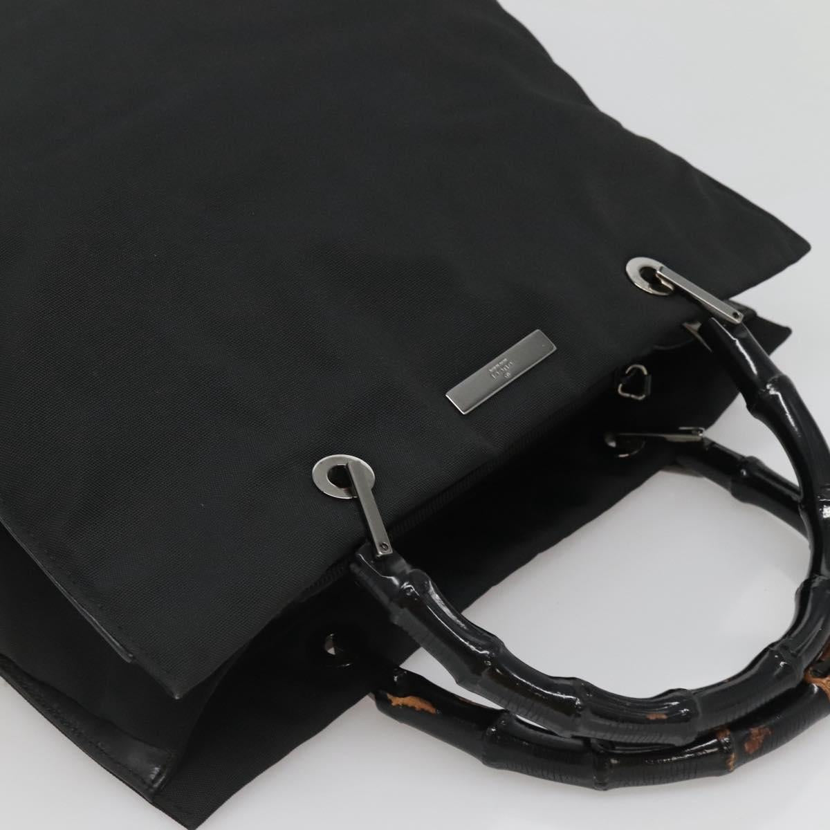 GUCCI Bamboo Hand Bag Nylon Black 002 1010 Auth ep8468