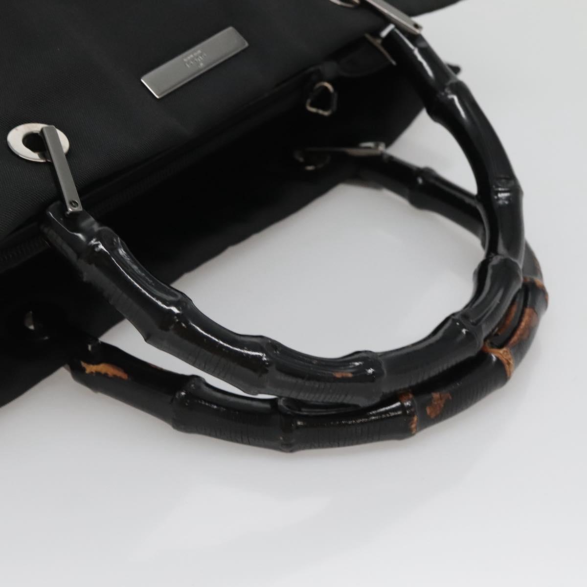 GUCCI Bamboo Hand Bag Nylon Black 002 1010 Auth ep8468