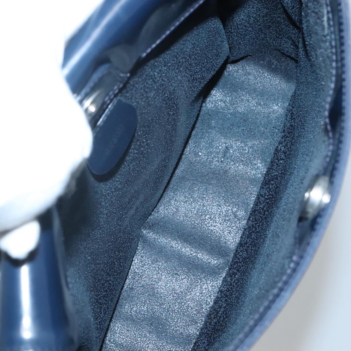 GUCCI Patent leather Shoulder Bag Navy Silver 000 1046 0506 Auth ep8474
