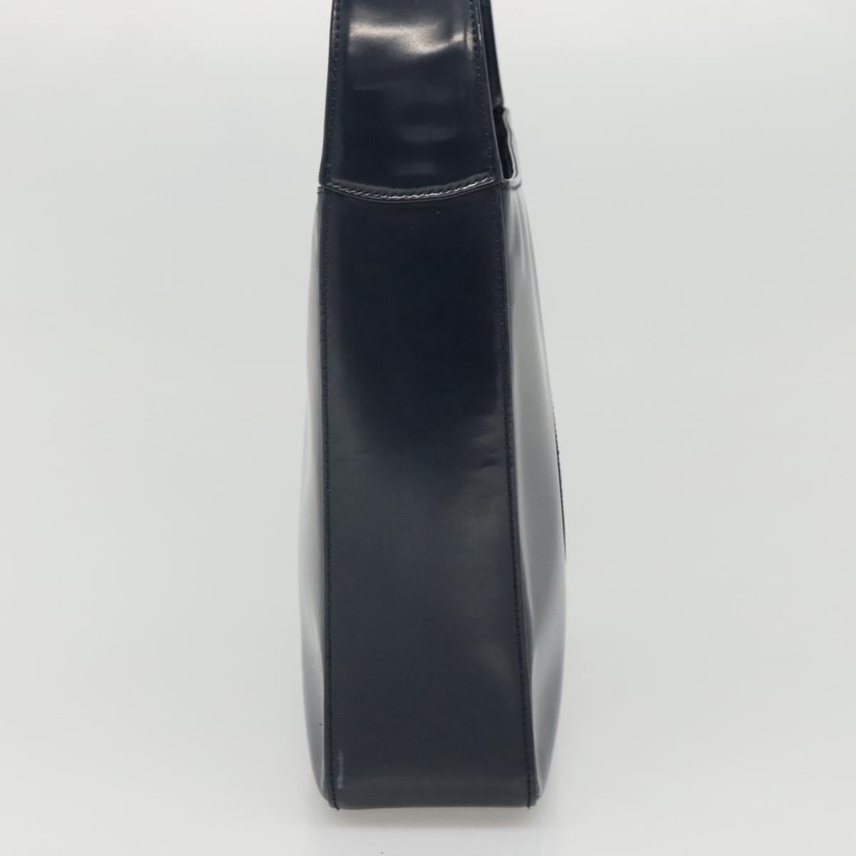 GUCCI Patent leather Shoulder Bag Navy Silver 000 1046 0506 Auth ep8474