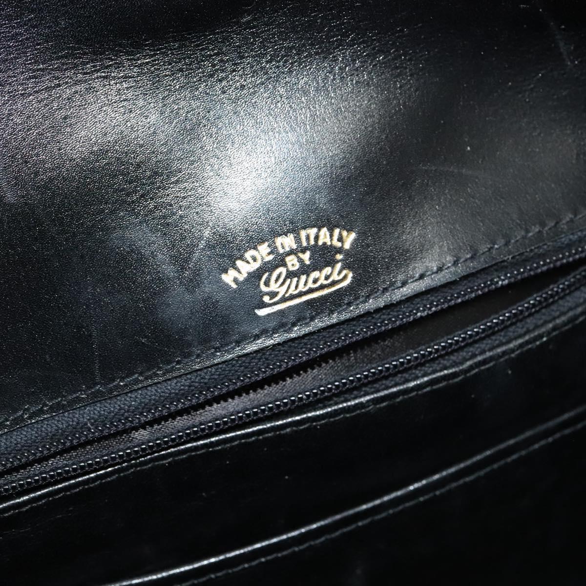 GUCCI Shoulder Bag Leather Black Gold Auth ep8475