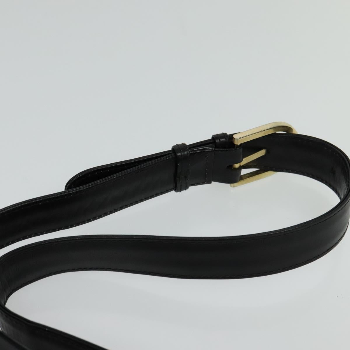 GUCCI Shoulder Bag Leather Black Gold Auth ep8475