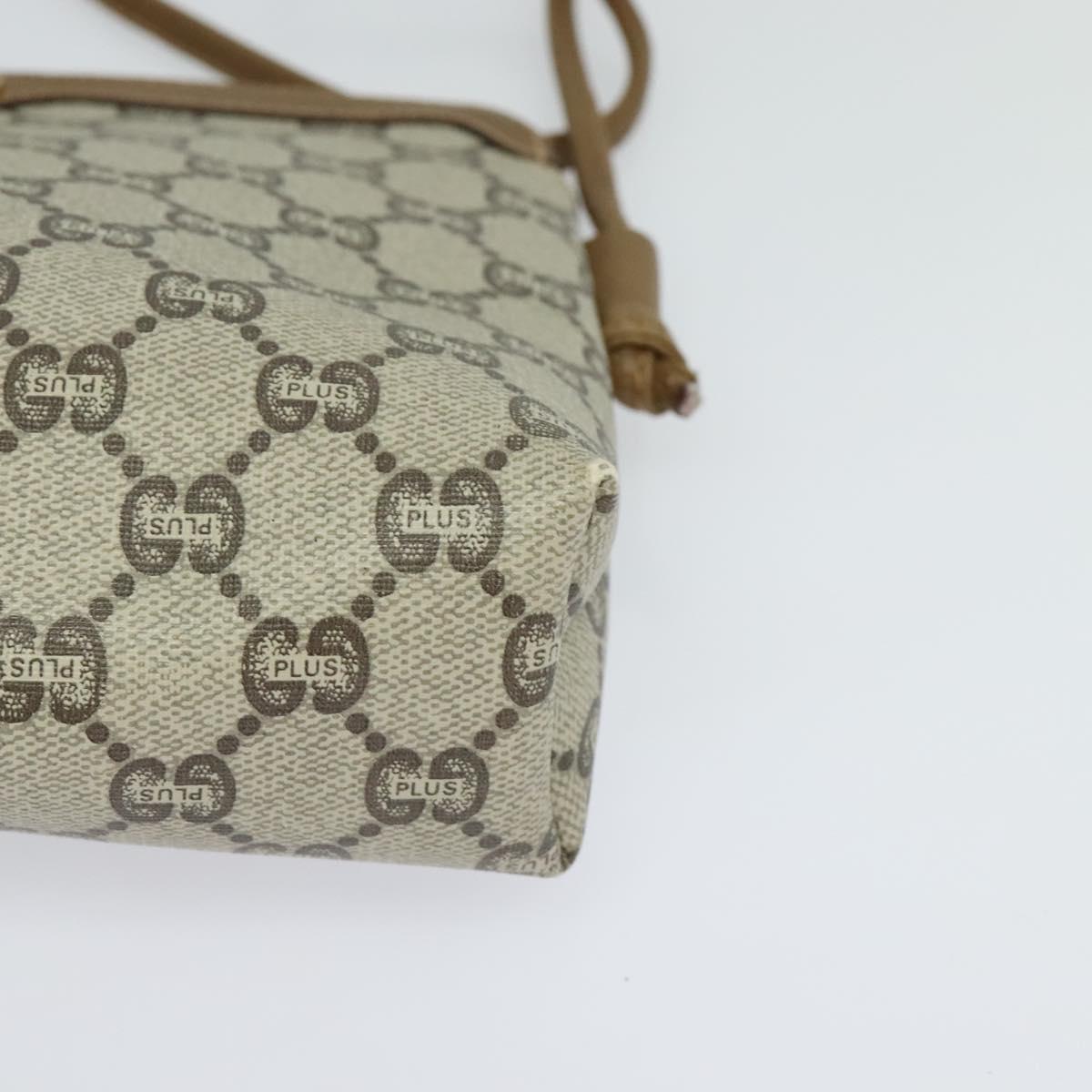 GUCCI GG Plus Supreme Shoulder Bag PVC Beige Auth ep8482