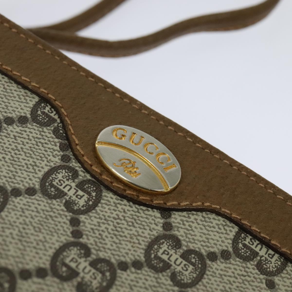 GUCCI GG Plus Supreme Shoulder Bag PVC Beige Auth ep8482