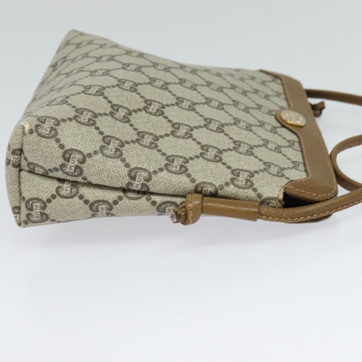 GUCCI GG Plus Supreme Shoulder Bag PVC Beige Auth ep8482