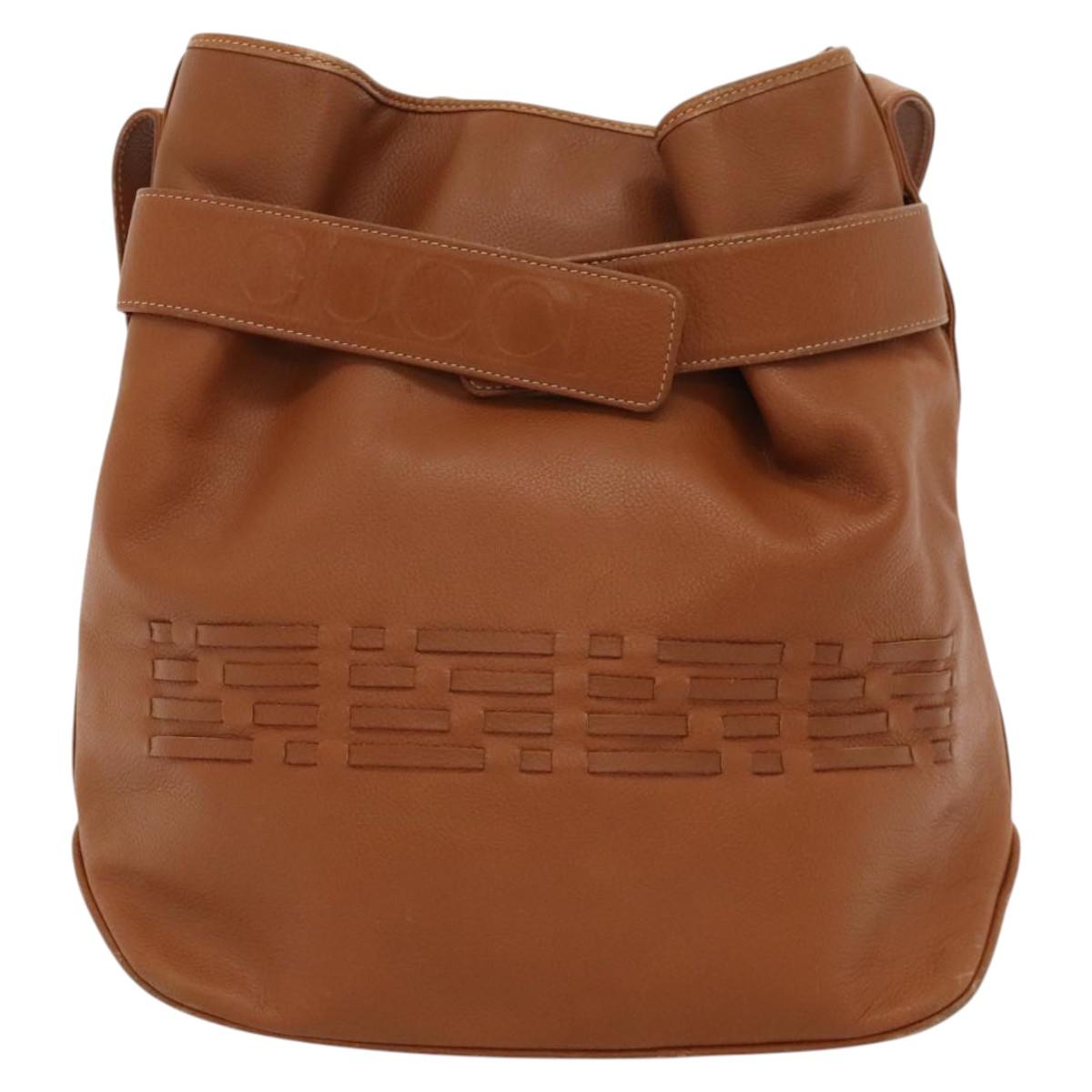 GUCCI Shoulder Bag Leather Brown Gold 001 48 0812 Auth ep8497