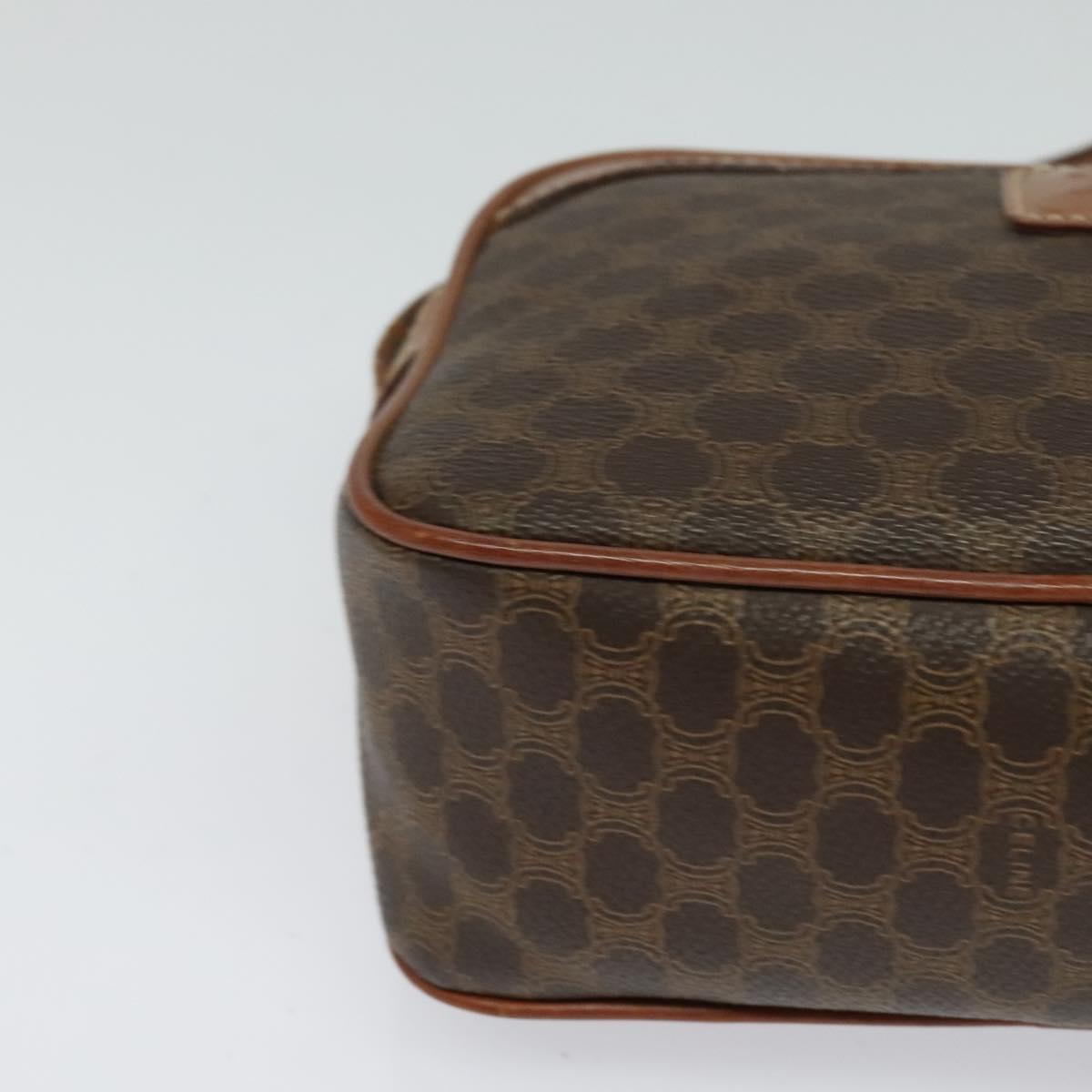 CELINE Macadam Canvas Shoulder Bag PVC Leather Brown Gold Auth ep8498