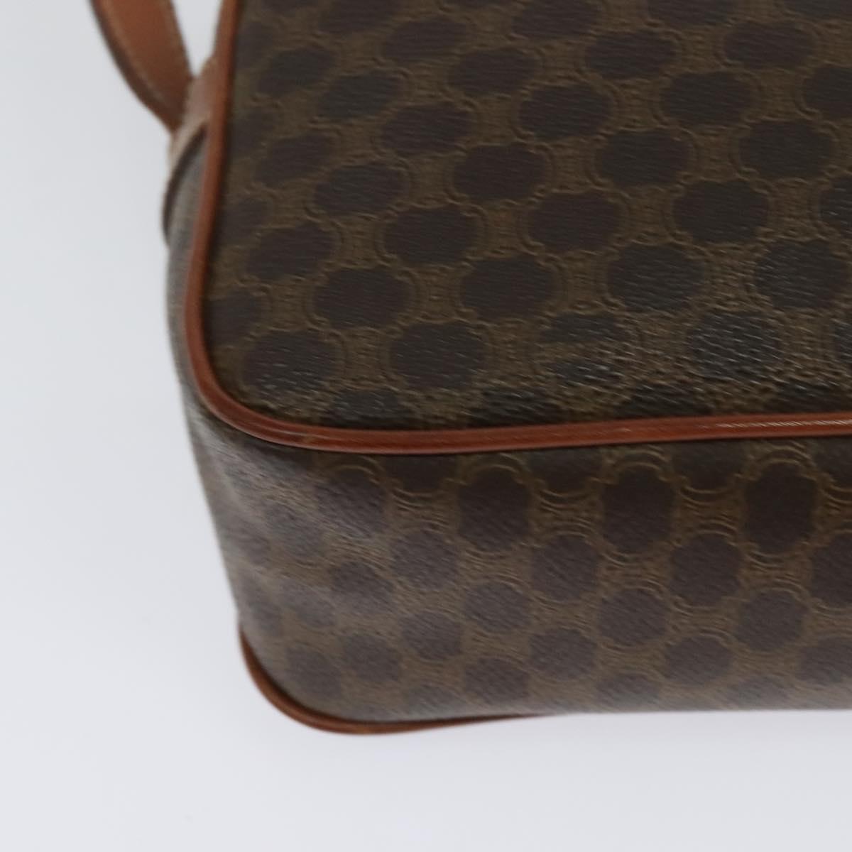 CELINE Macadam Canvas Shoulder Bag PVC Leather Brown Gold Auth ep8498
