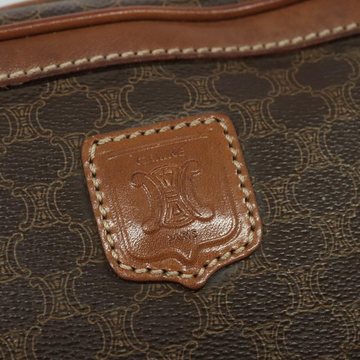 CELINE Macadam Canvas Shoulder Bag PVC Leather Brown Gold Auth ep8498