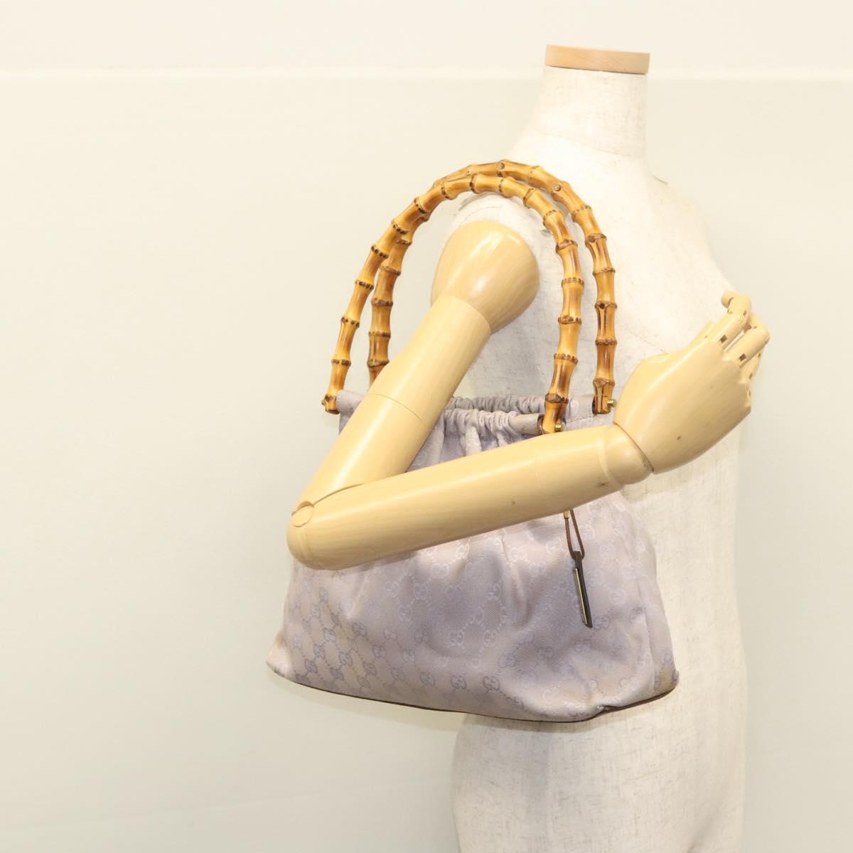 GUCCI GG Canvas Hand Bag Purple Gold 92708 Auth ep8499