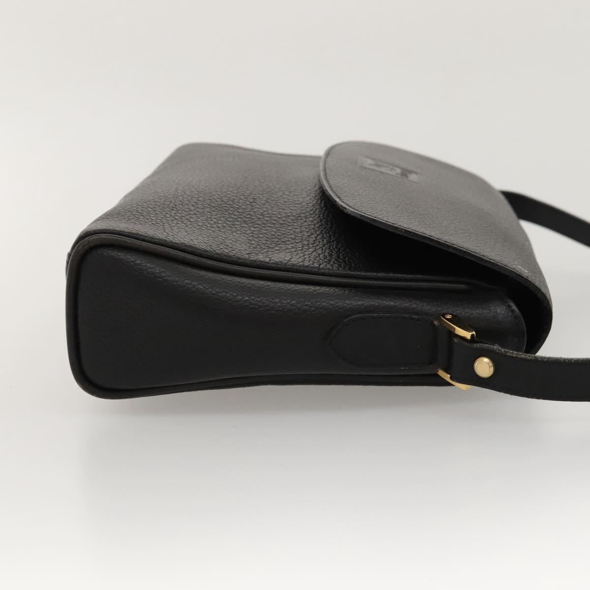 Burberrys Shoulder Bag Leather Black Gold Auth ep8502