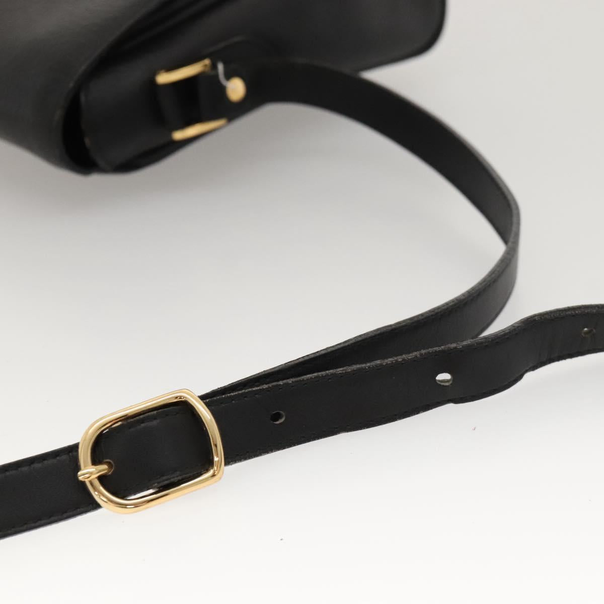 Burberrys Shoulder Bag Leather Black Gold Auth ep8502