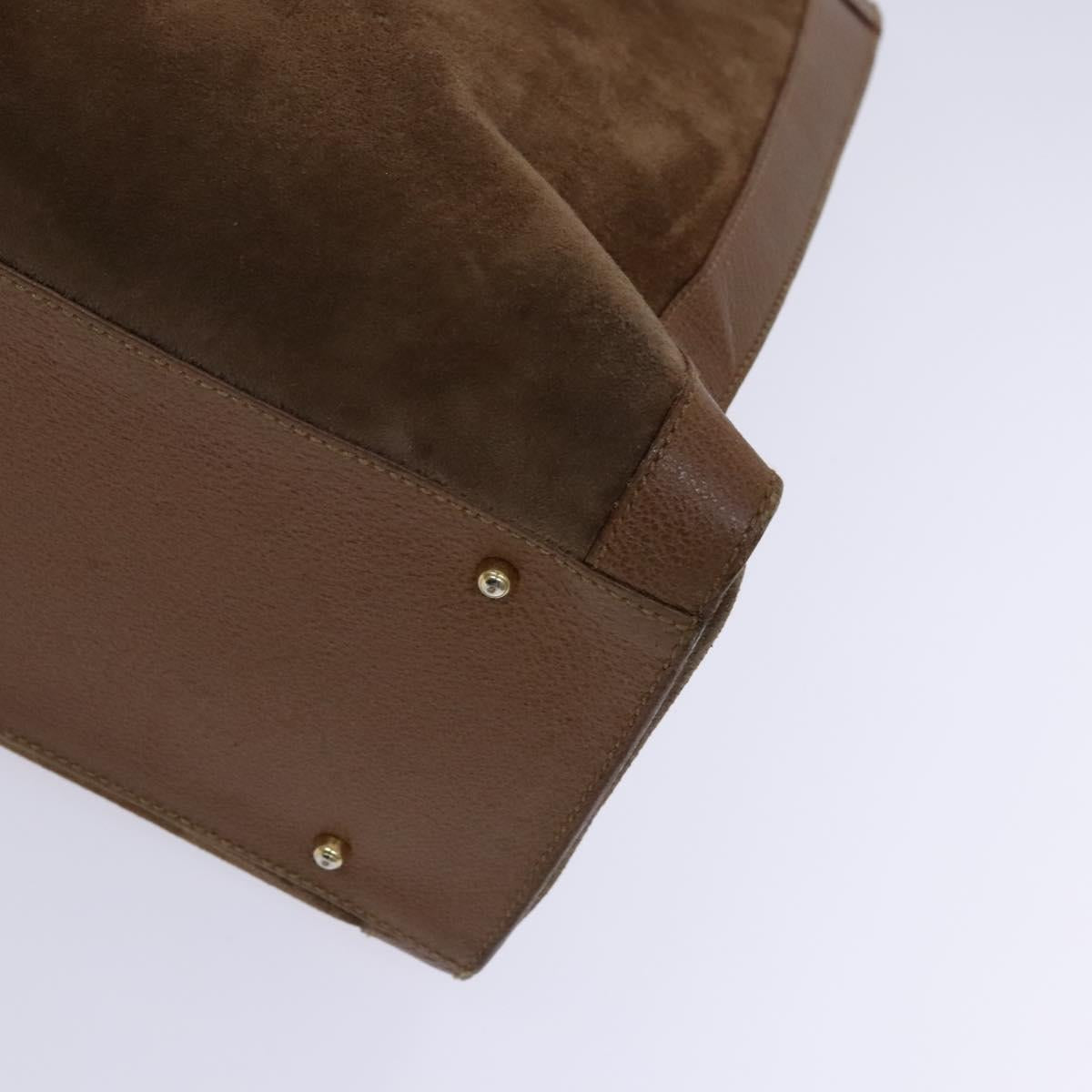GUCCI Bamboo Hand Bag Suede Brown Gold Auth ep8506