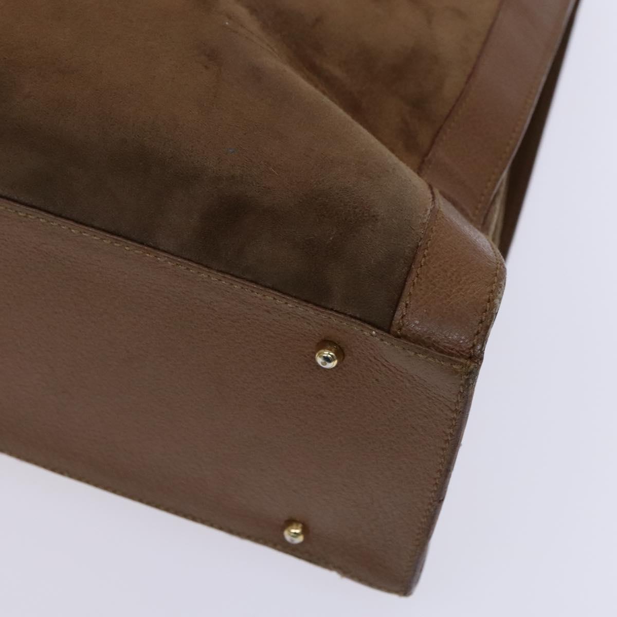 GUCCI Bamboo Hand Bag Suede Brown Gold Auth ep8506