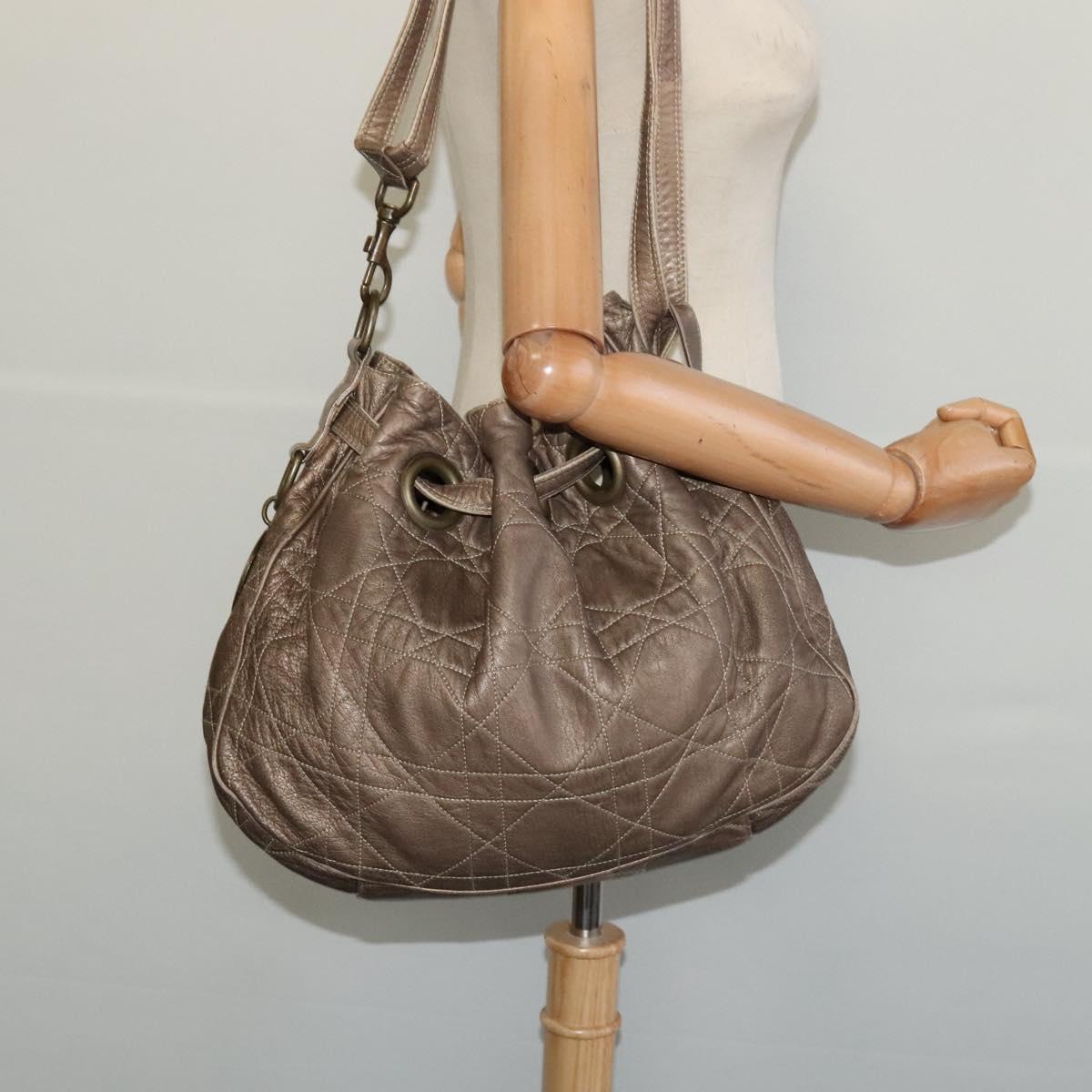 Christian Dior Canage Shoulder Bag Leather Brown Auth ep8509